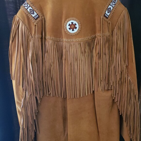 Mens Leather Fringe Jacket - Picture 3 of 4